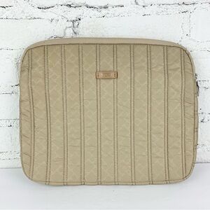 Tumi Padded Quilted Laptop Sleeve Case Beige Tan
